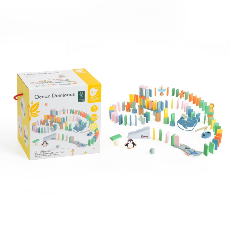 CLASSIC WORLD Montessori - Drevené Domino 100 ks.