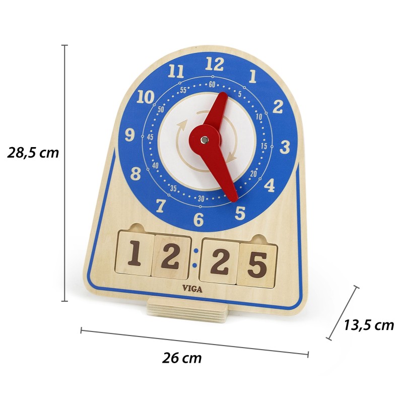 VIGA Drewniany Zegar Nauka Zegara Czasu Montessori
