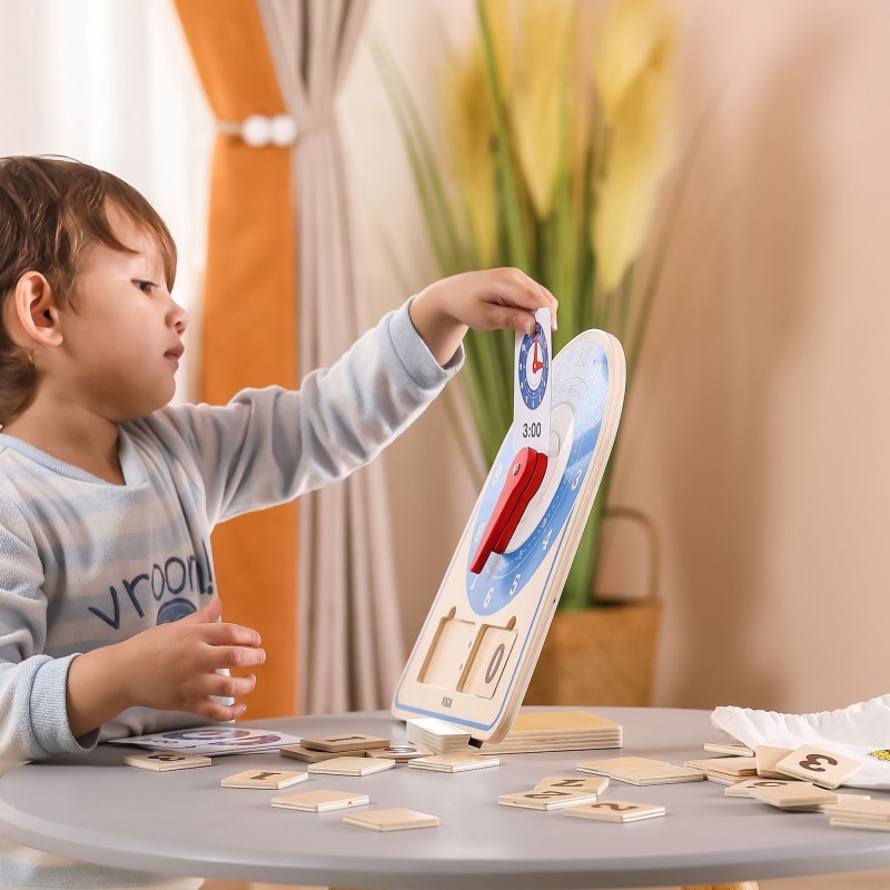 VIGA Drewniany Zegar Nauka Zegara Czasu Montessori