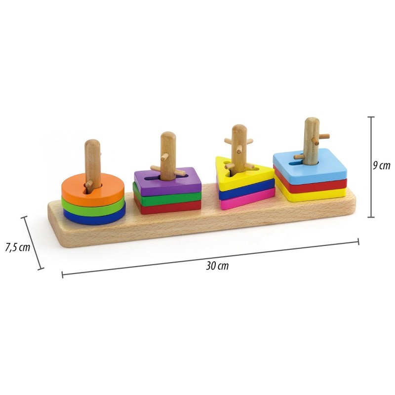 VIGA Drewniane klocki z sorterem kształtów Montessori
