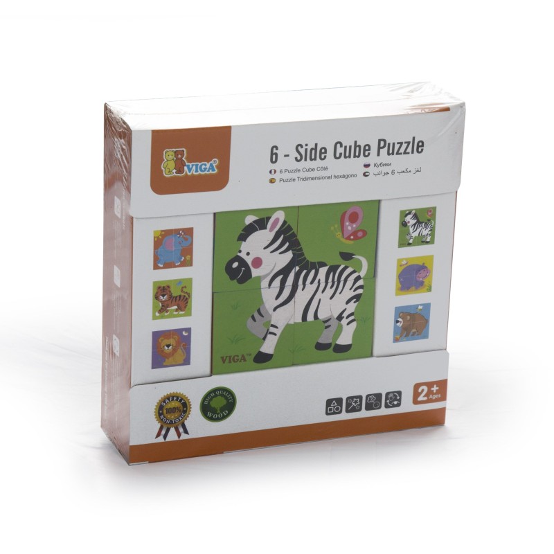 VIGA Drevené Kocky Zoo Puzzle