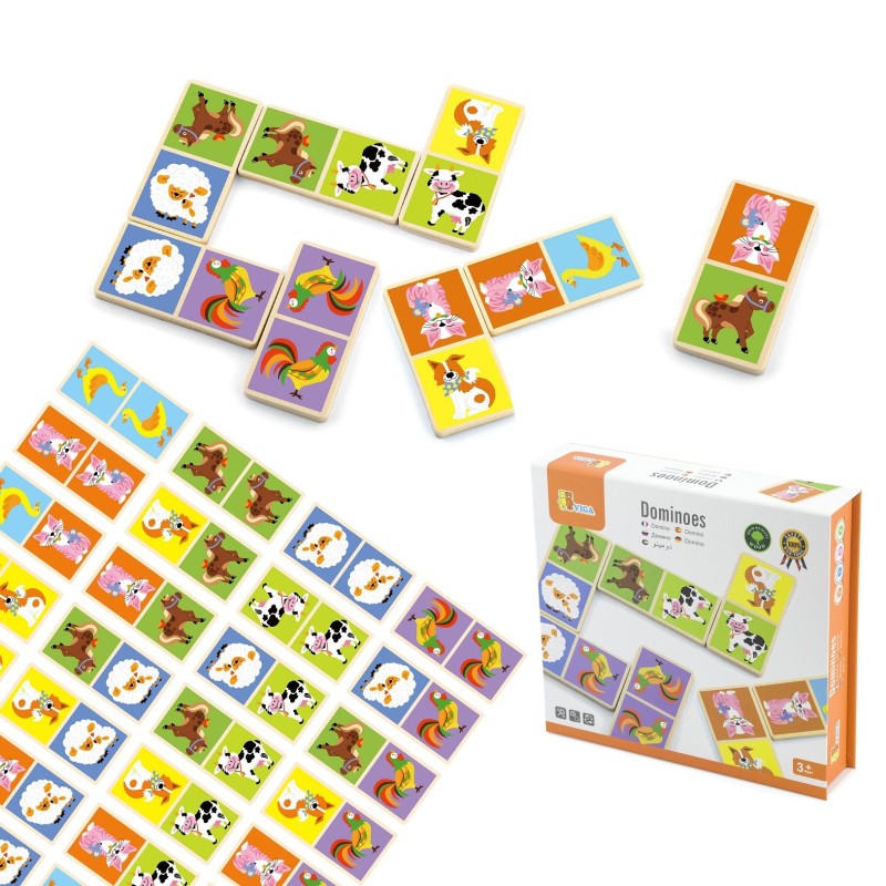 Drevená hra Domino Farma Viga Toys 28 dielov