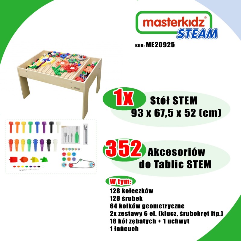 MASTERKIDZ Drevený Edukačný Stôl + Príslušenstvo STEM WALL