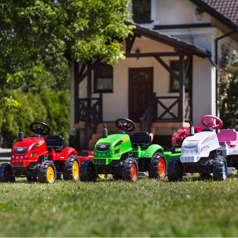 FALK Traktorek X Tractor Zielony z Przyczepką Klakson od 2 Lat