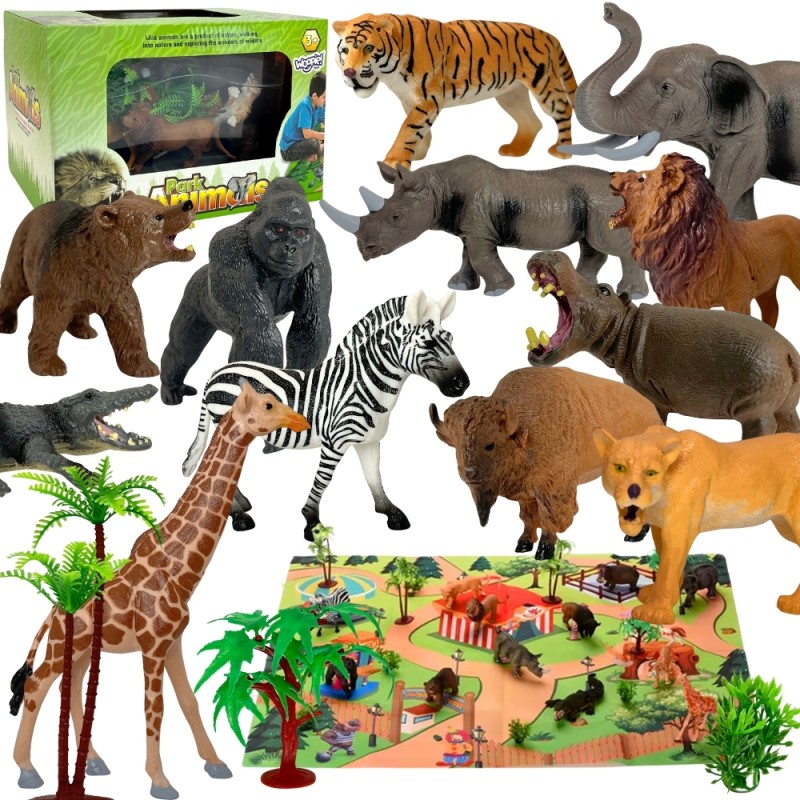 WOOPIE Large Wild Animal Figures Set + Mat and Accessories 23 el.