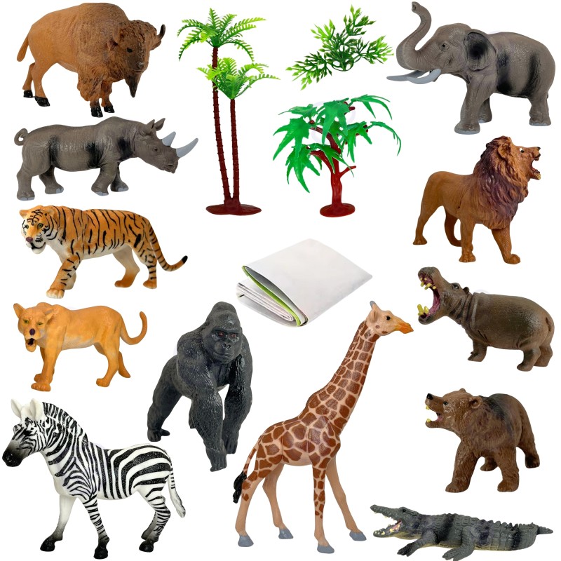 WOOPIE Large Wild Animal Figures Set + Mat and Accessories 23 el.