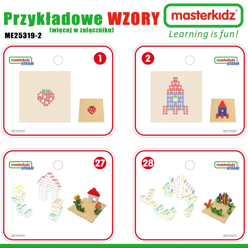 MASTERKIDZ Drewniany Stół Edukacyjny + AKCESORIA STEM WALL + 563 Klocków