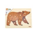 VIGA Drewniane Puzzle Montessori Miś Niedźwiedź z Pinezkami