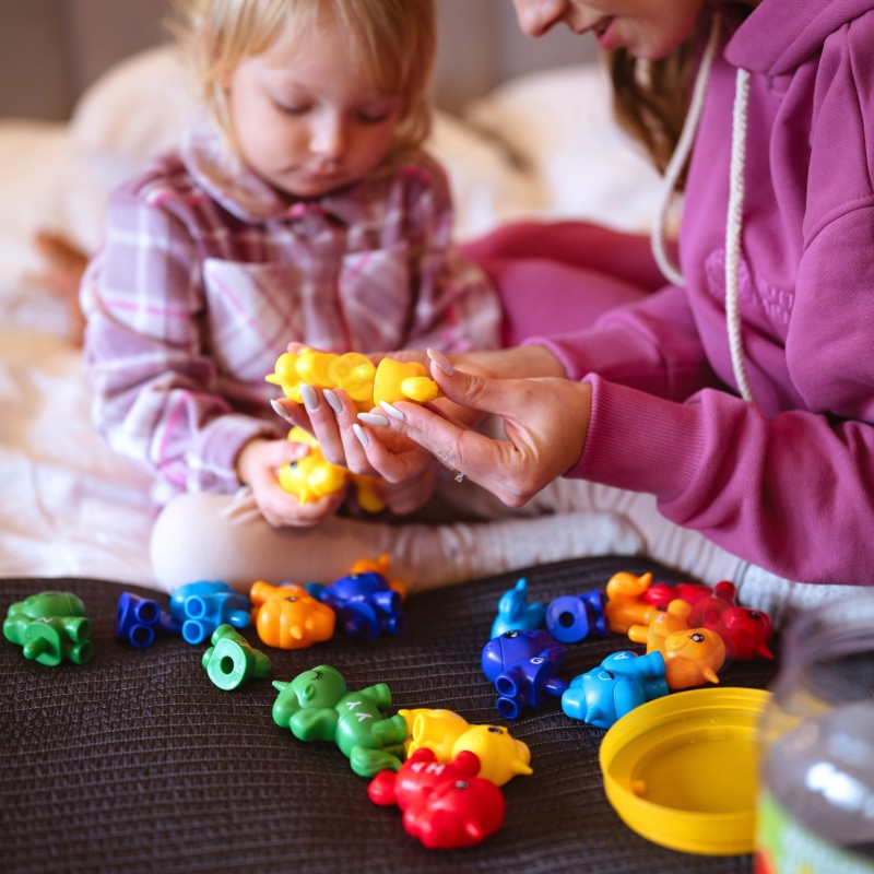 WOOPIE Zestaw Nauka Liczb Kolorów Montessori Figurki Jednorożce do Składania "Dopasuj Cyferki" 13 el.