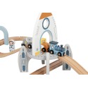 Tooky Toy Drevená vláčiková dráha Vesmír | Kreatívna súprava s raketou a UFO