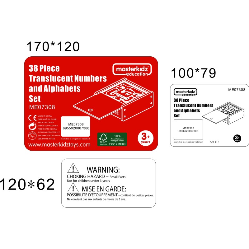 MASTERKIDZ Przezroczyste Cyfry i Litery 38 szt. Montessori