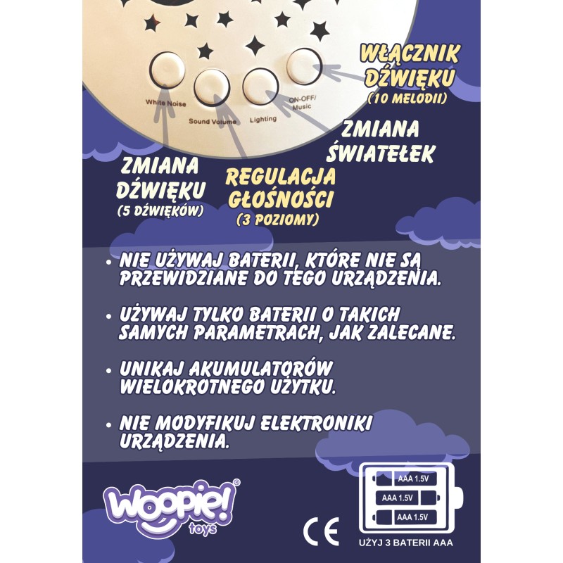 WOOPIE Plyšový Medvedík Projektor s 10 Uspávankami