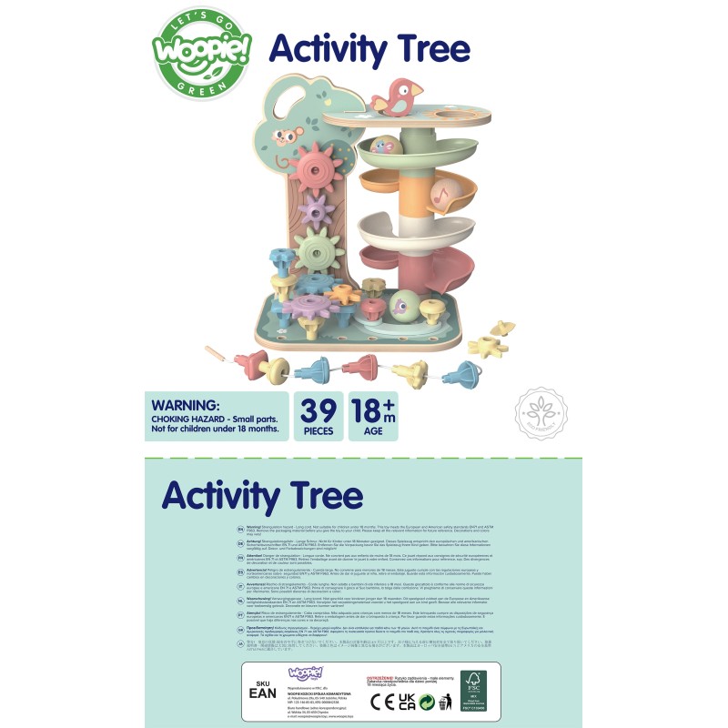 WOOPIE GREEN Interaktívny Montessori Strom s Guličkovou Dráhou 4v1