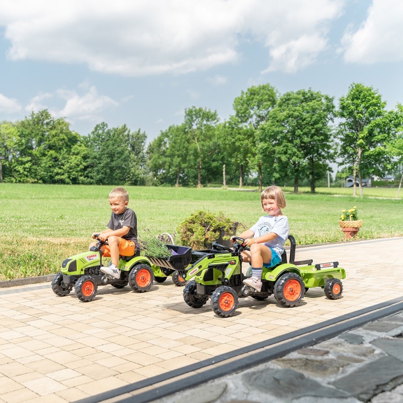 FALK Traktor Claas Zielony na Pedały z Przyczepą + Klakson od 2 Lat.