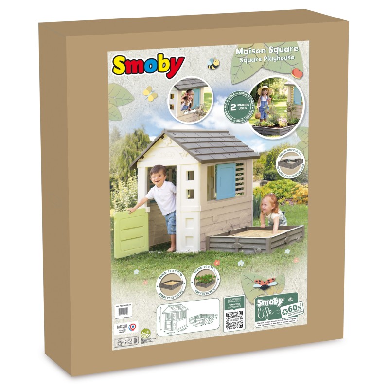 Smoby Life EKO Záhradný domček 2v1 | Domček s pieskoviskom a záhradkou