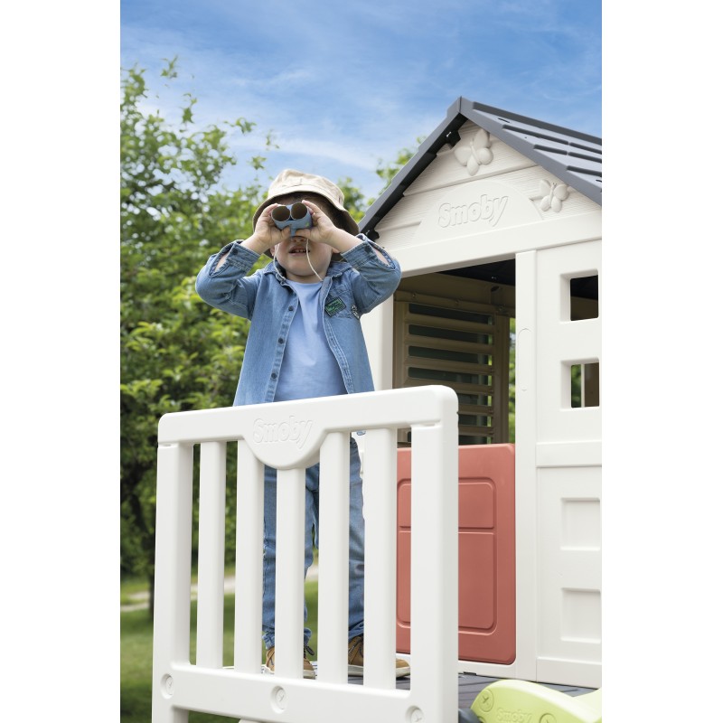 Smoby Life EKO Domček na koloch so šmykľavkou | Vyvýšené detské ihrisko 2v1