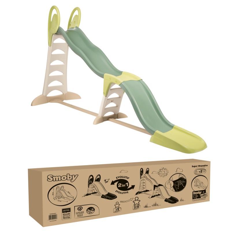 Smoby Veľká záhradná šmykľavka MEGAGLISS 2v1 | Rastúca z 1,5m na 3,6m