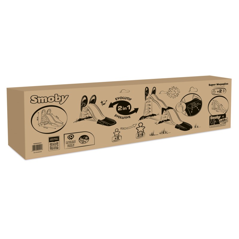 Smoby Veľká záhradná šmykľavka MEGAGLISS 2v1 | Rastúca z 1,5m na 3,6m