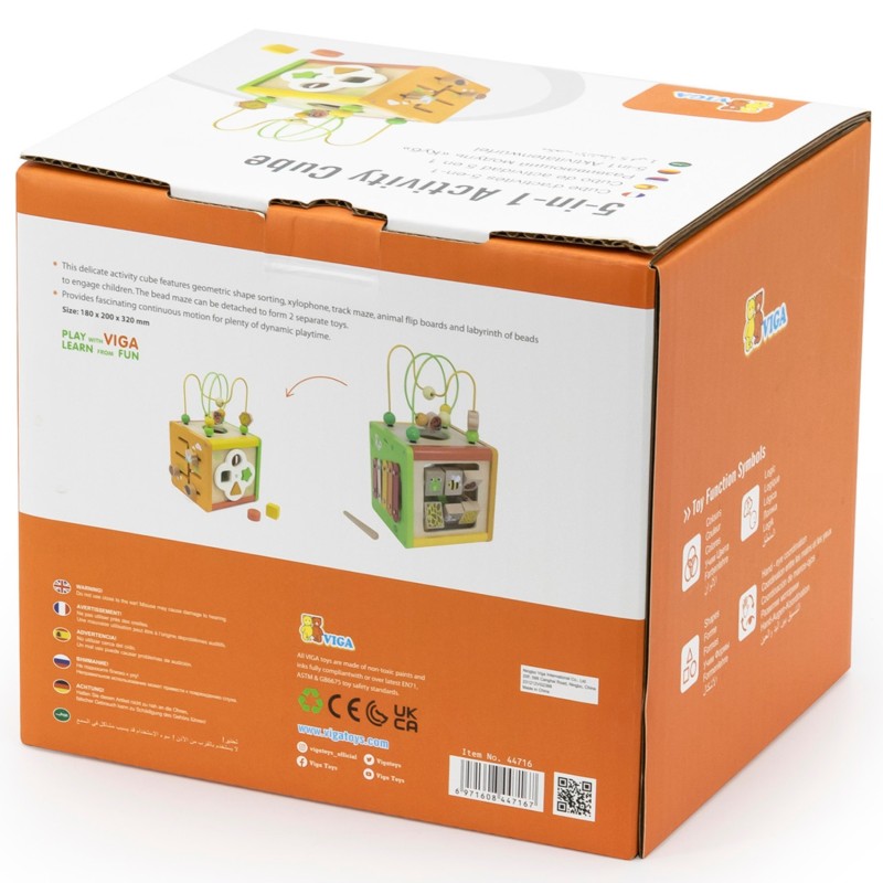 VIGA Drevená Vzdelávacia Kocka 5v1