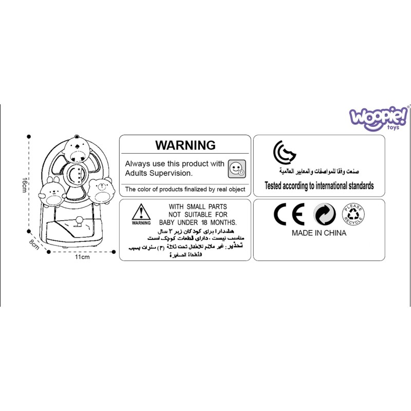 WOOPIE BABY Hudobný Kolotoč so Zvieratkami - Modrý