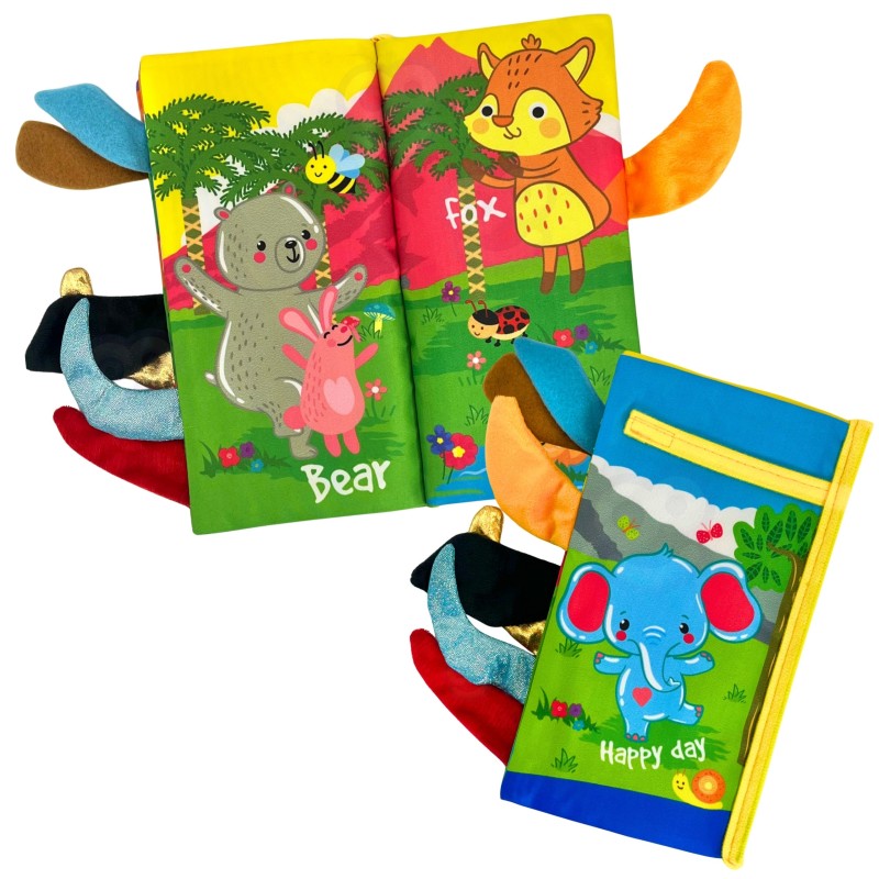 WOOPIE Baby Senzorická Knižka s Chvostíkmi Lesných Zvieratiek