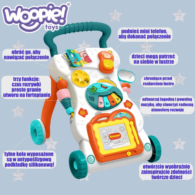 WOOPIE BABY Interaktívne Chodítko s Tabuľkou na Písanie