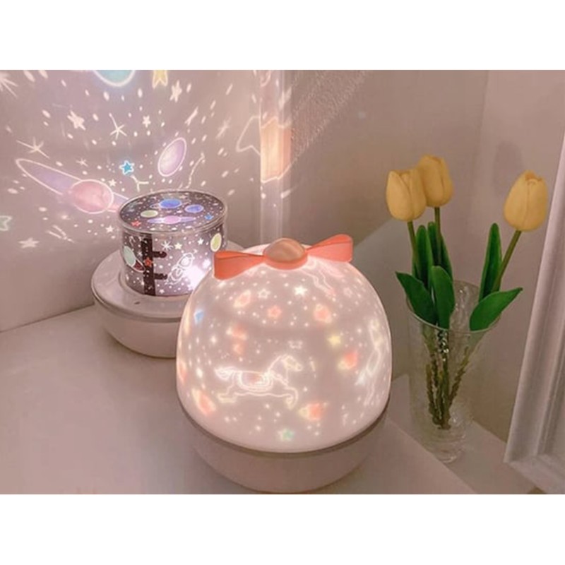 WOOPIE Projektor Magické sny | Nočná lampička 6v1 s vymeniteľnými témami a hudbou