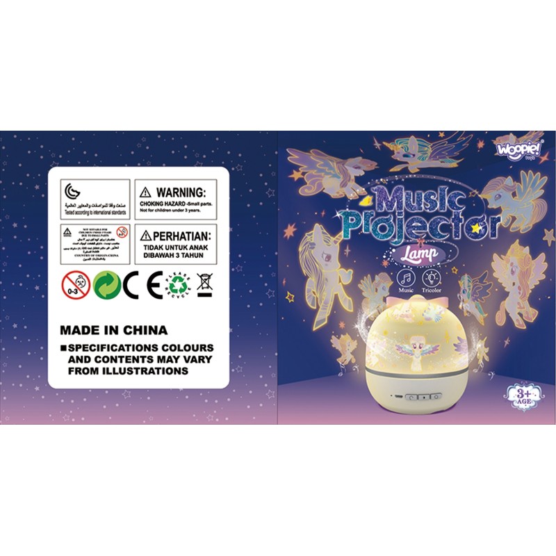 WOOPIE Projektor Magické sny | Nočná lampička 6v1 s vymeniteľnými témami a hudbou