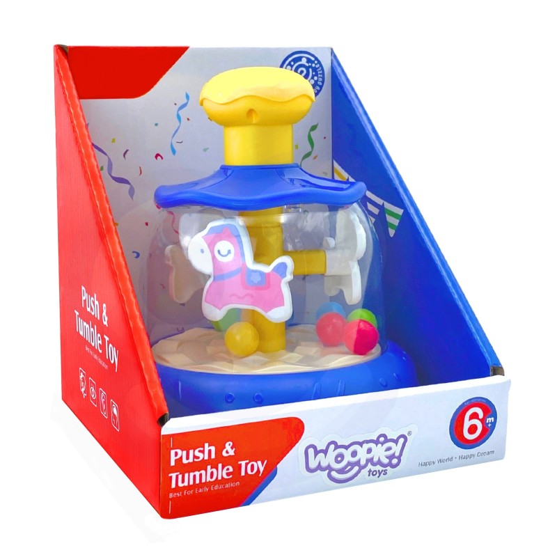 WOOPIE BABY Farebný Kolotoč s Koníkmi a Loptičkami Modrý