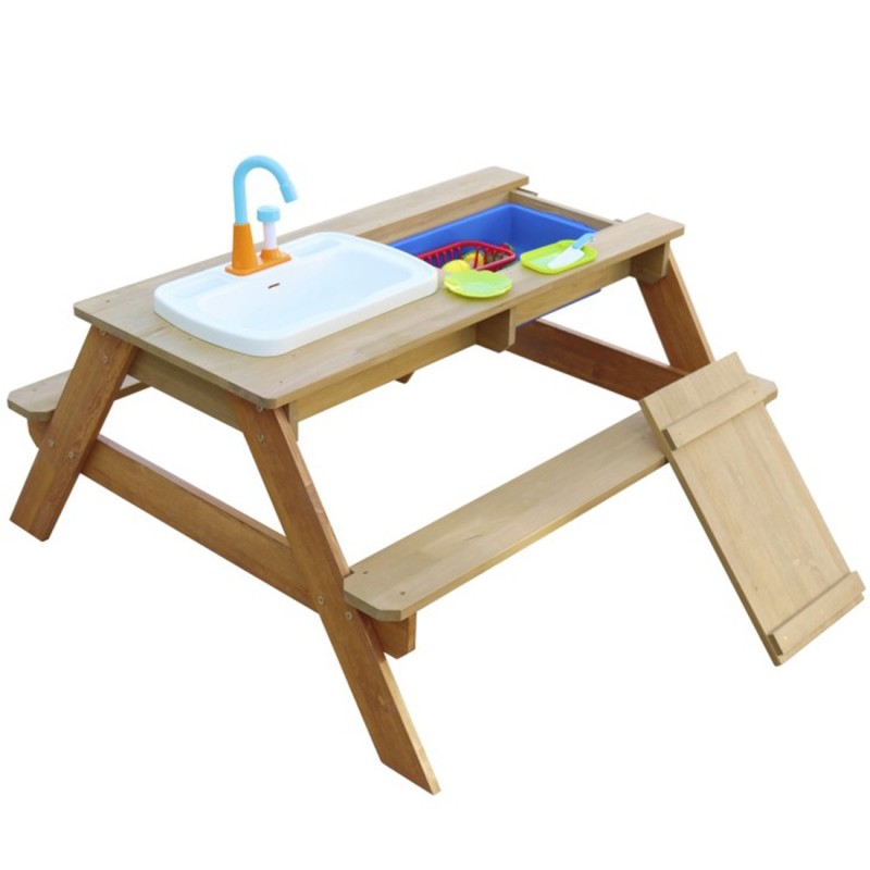 AXI Drevený Piknikový Stôl so Sedením a Nádobou na Vodu a Piesok