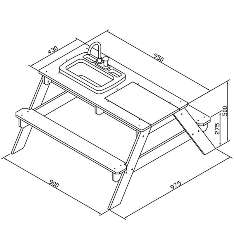 AXI Drevený Piknikový Stôl so Sedením a Nádobou na Vodu a Piesok