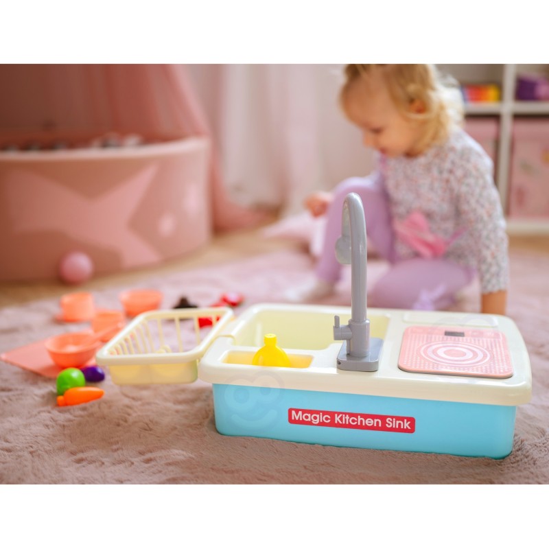 WOOPIE Detská Kuchynka s Tečúcou Vodou a Príslušenstvom - Modrá