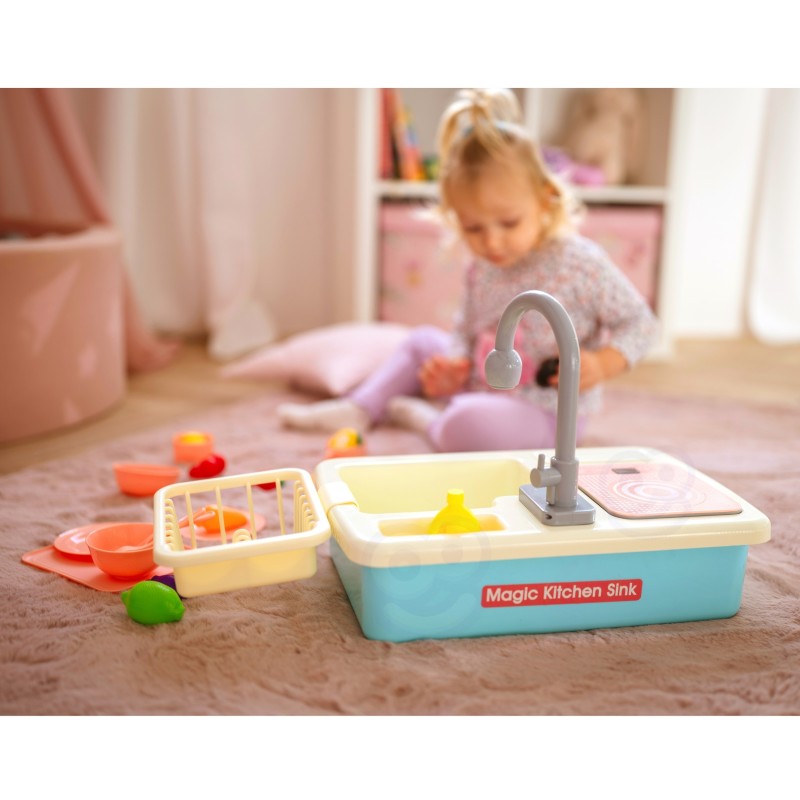 WOOPIE Detská Kuchynka s Tečúcou Vodou a Príslušenstvom - Modrá