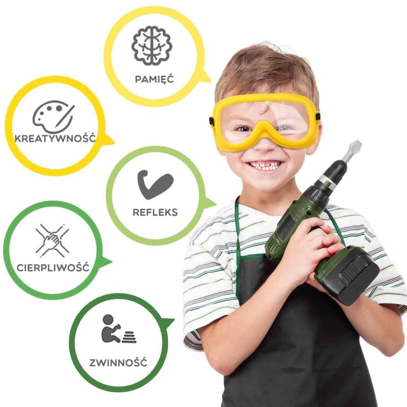 WOOPIE Veľká Skrinka s Náradím pre Deti 15 ks.