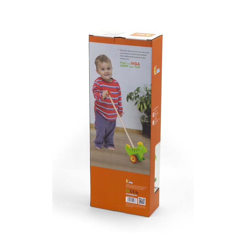 Viga Toys Drevený Dinosaurus na Tlačenie