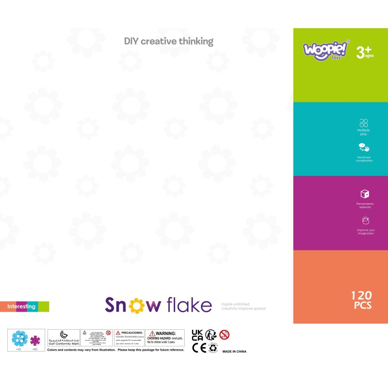 WOOPIE Kreatívne Vafle Skladačky - Snehové Vločky 120 ks.