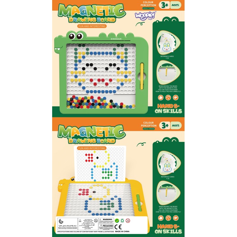 WOOPIE Montessori Magnetická Tabuľa - MagPad Dinosaurus Žltá