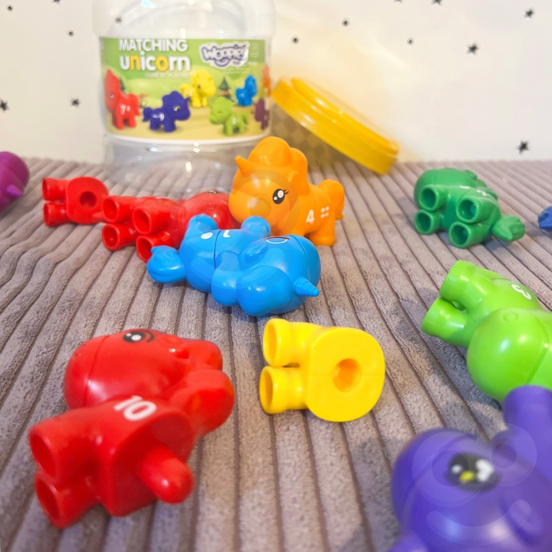WOOPIE Skladacie Montessori Figúrky - Jednorožce 10 ks. Čísla