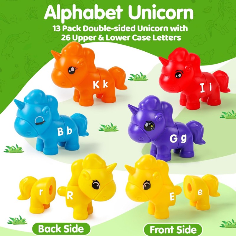 WOOPIE Skladacie Montessori Figúrky - Jednorožce 13 ks. Písmená