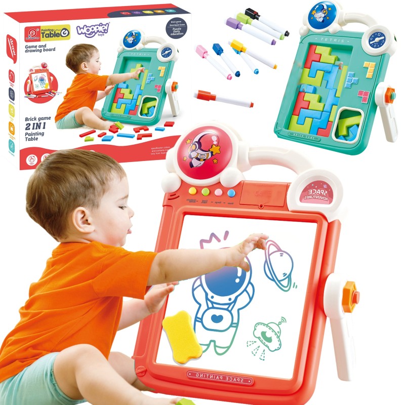 WOOPIE Obojstranná Tabula na Kreslenie a Hra Tetris 2v1 - Oranžová