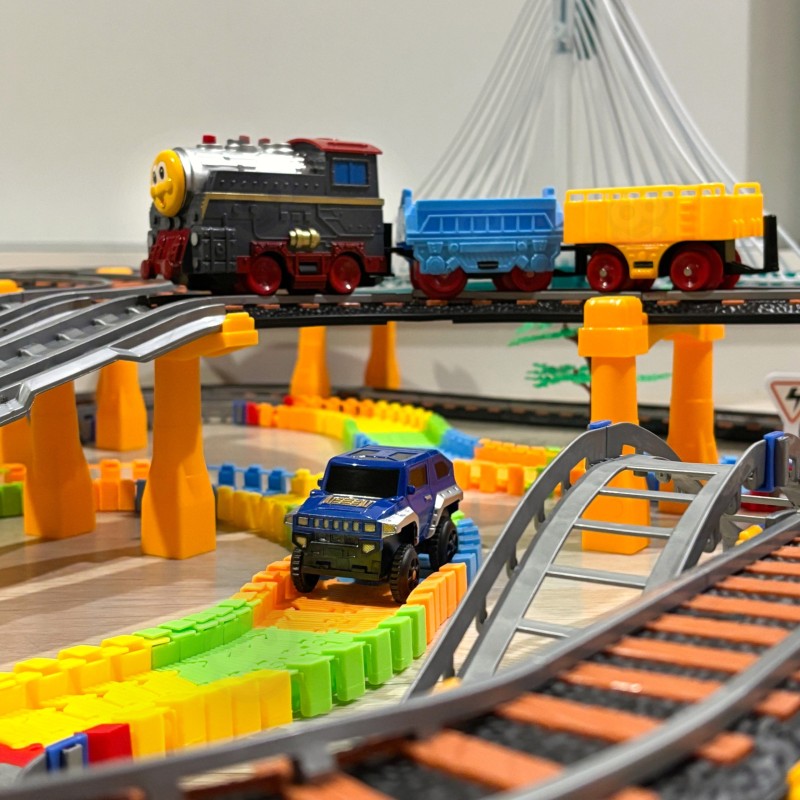 WOOPIE Elektrická Železnica a Závodná Dráha XXL 2v1