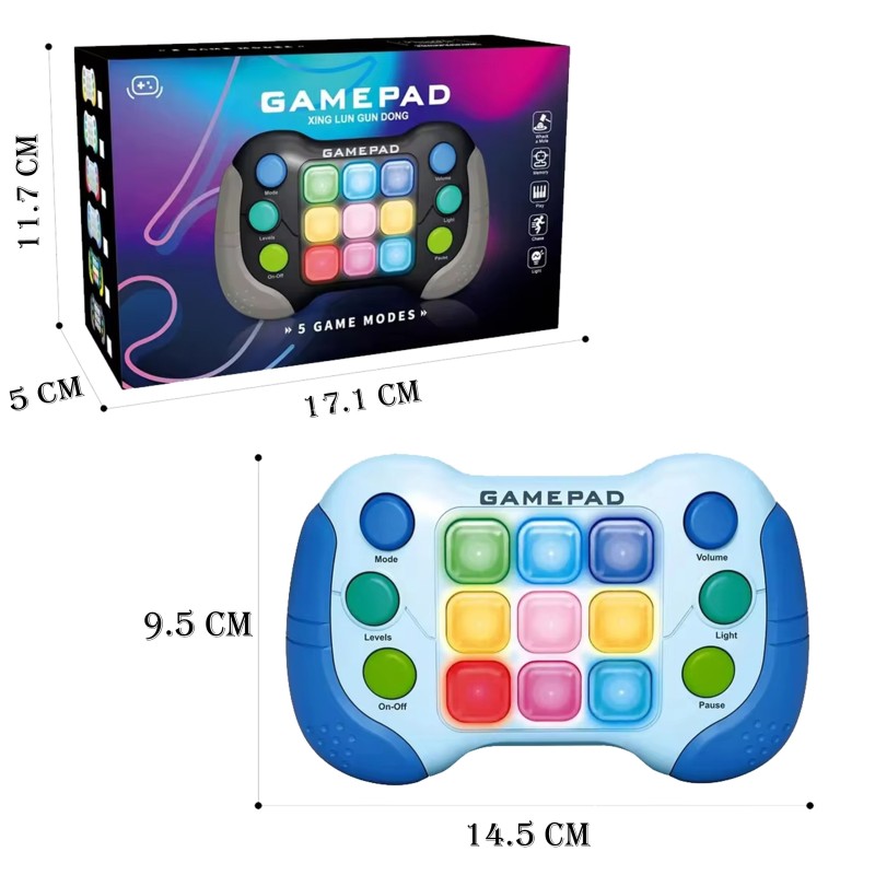 WOOPIE Hra POP IT Fidget Toy Gamepad Interaktívna Antistresová Hračka - Modrá