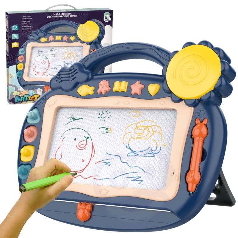 WOOPIE Mazacia Magnetická Tabuľa + Farebné Pečiatky Modrá