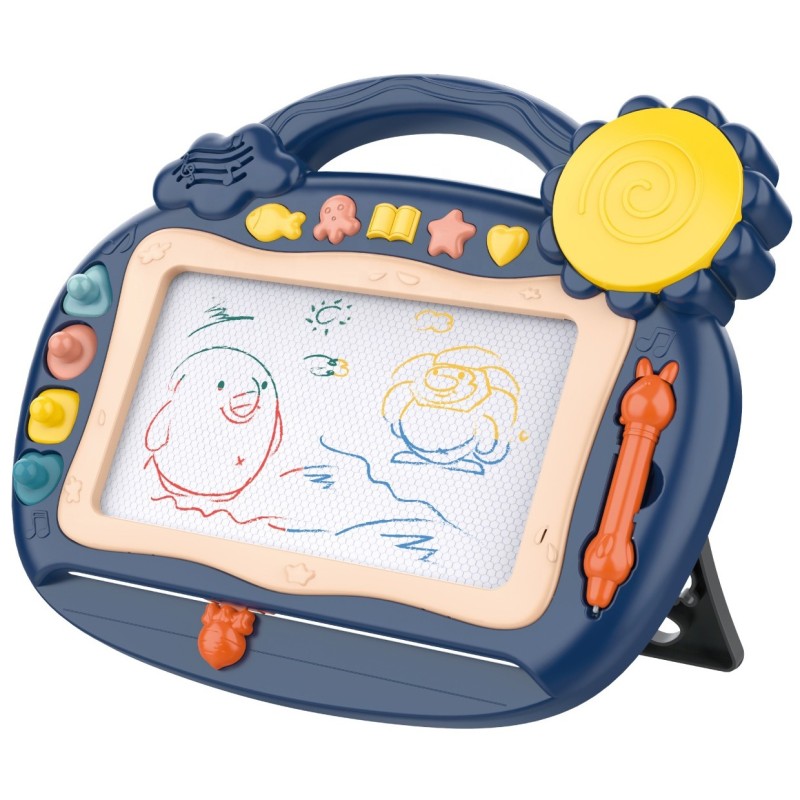 WOOPIE Mazacia Magnetická Tabuľa + Farebné Pečiatky Modrá