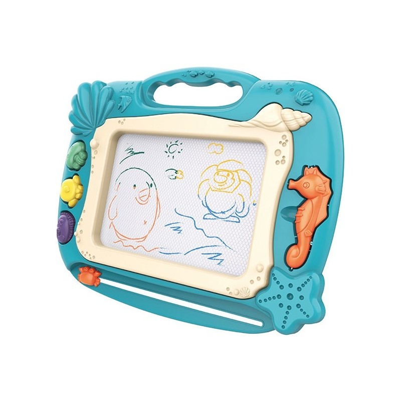 WOOPIE Mazacia Magnetická Tabuľa na Kreslenie s Pečiatkami - Morské Zvieratká Modrá