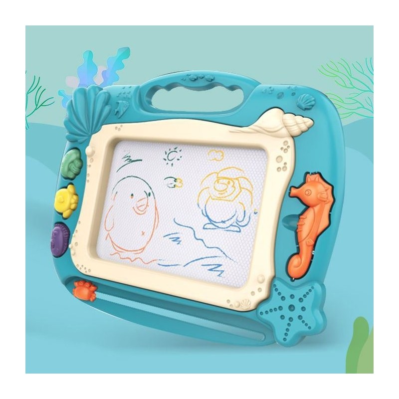 WOOPIE Mazacia Magnetická Tabuľa na Kreslenie s Pečiatkami - Morské Zvieratká Modrá