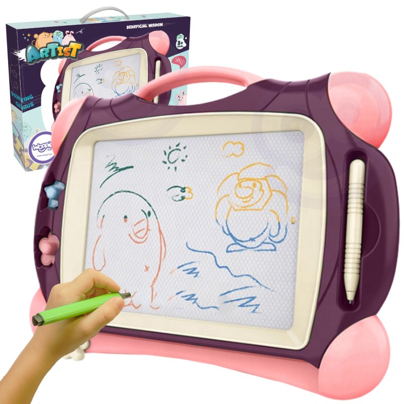 WOOPIE Mazacia Magnetická Tabuľa na Kreslenie + 2 Pečiatky Fialová