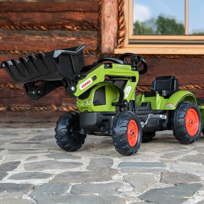 FALK Claas Pedálový Traktor s vlečkou a lyžicou