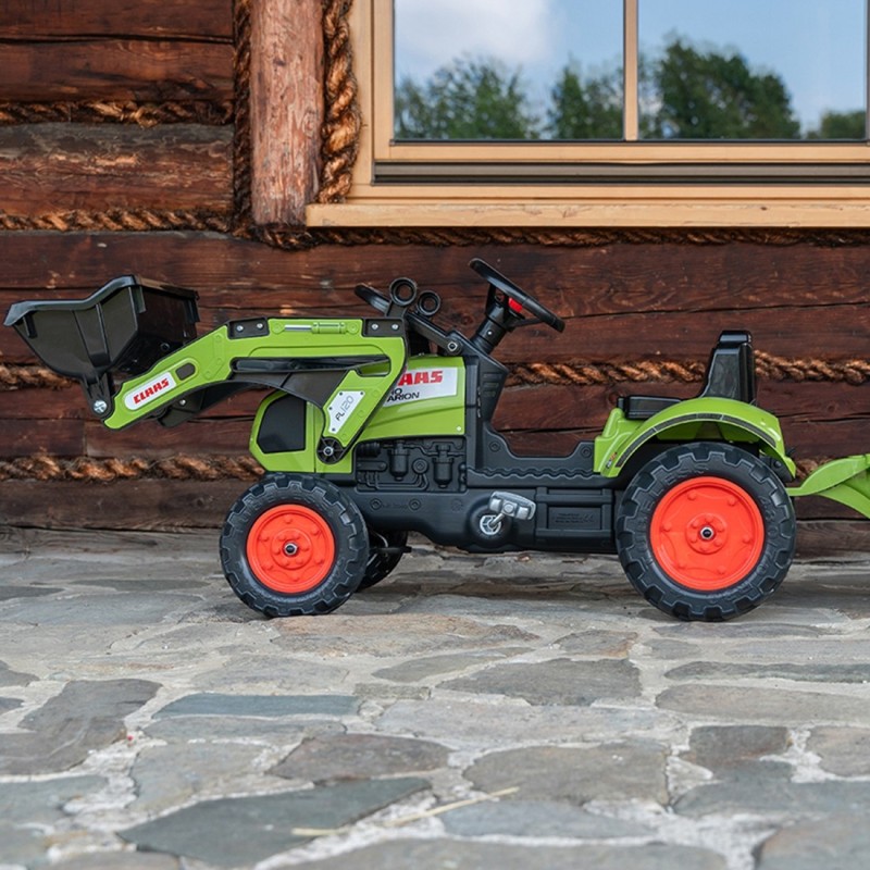 FALK Claas Pedálový Traktor s vlečkou a lyžicou