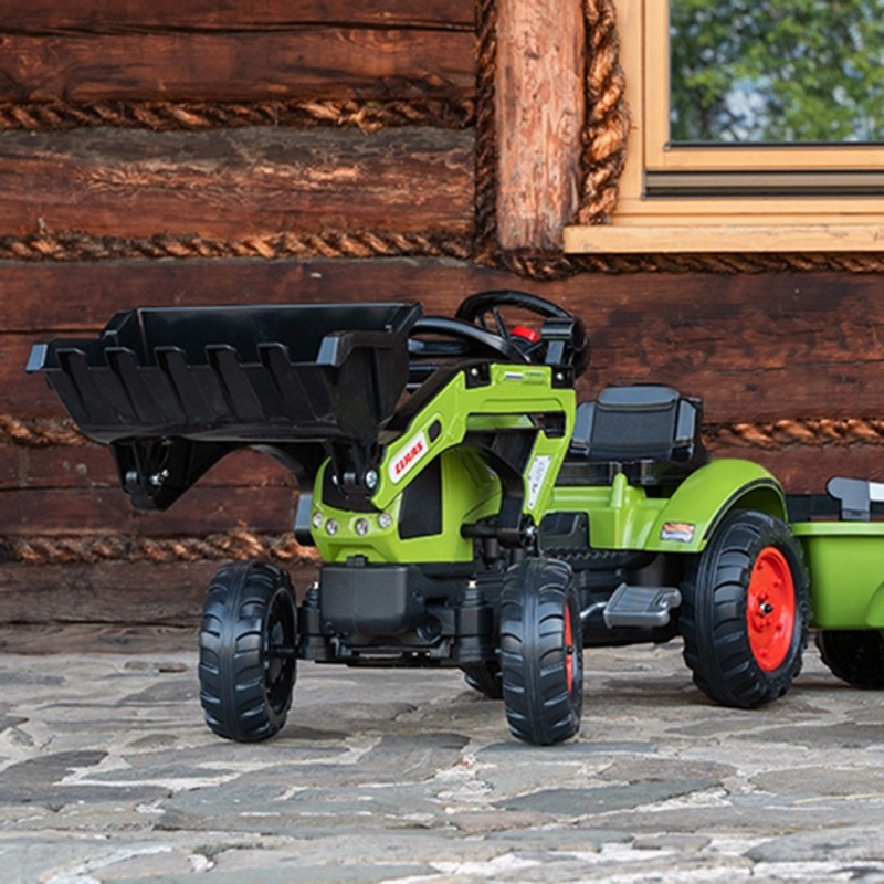 FALK Claas Pedálový Traktor s vlečkou a lyžicou